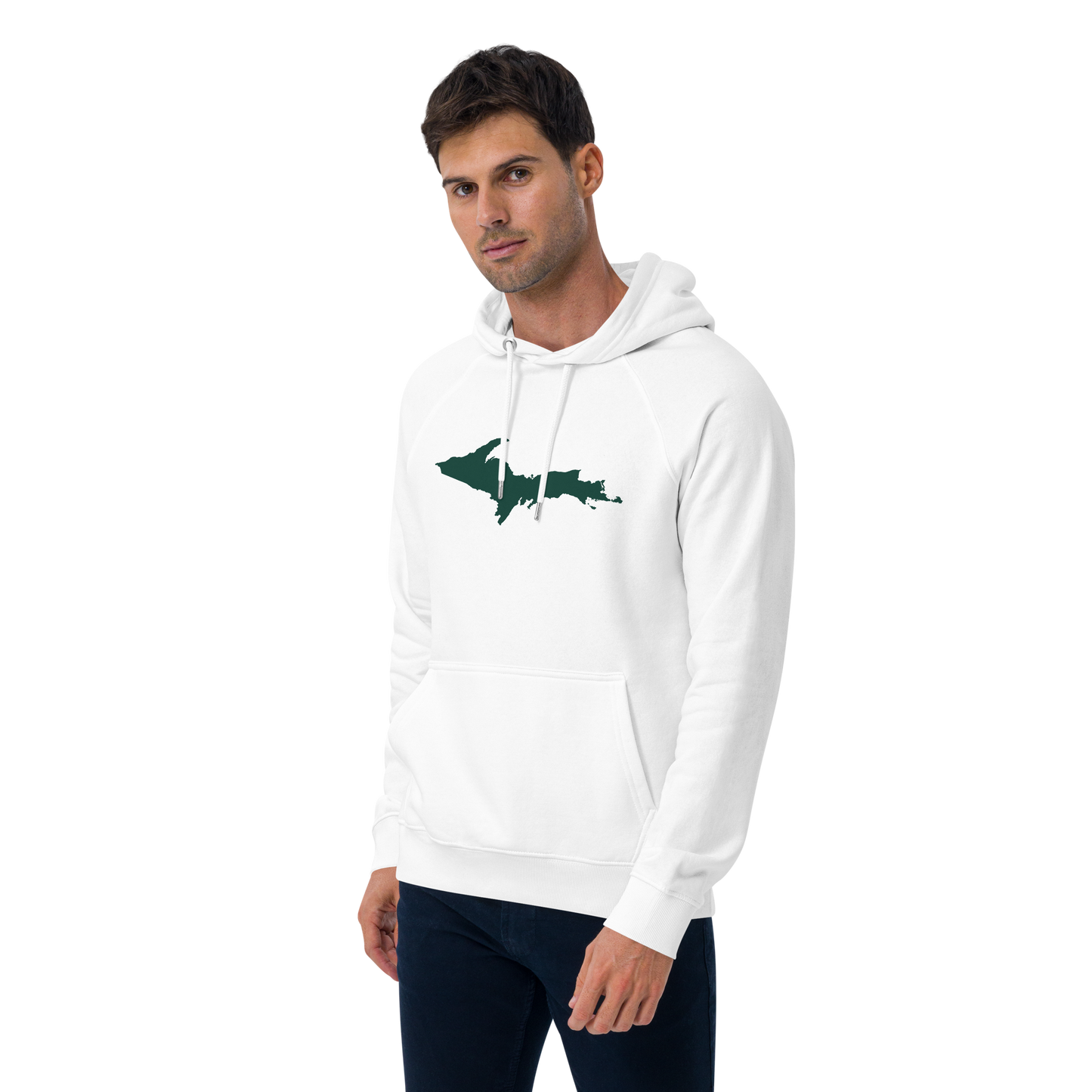 Michigan Upper Peninsula Hoodie (w/ Green UP Outline) | Organic Unisex