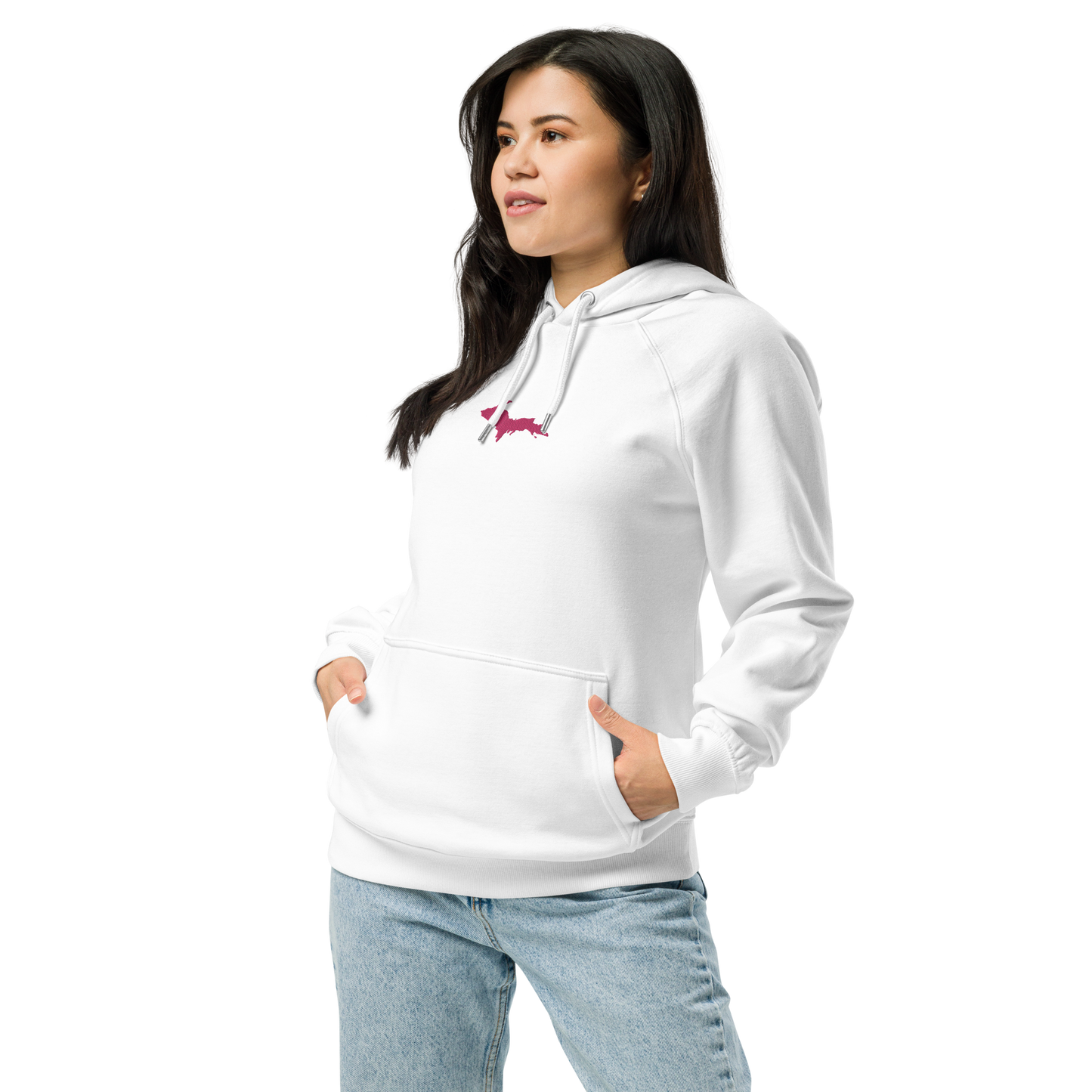 Michigan Upper Peninsula Hoodie (w/ Embroidered Pink UP Outline) | Unisex Organic