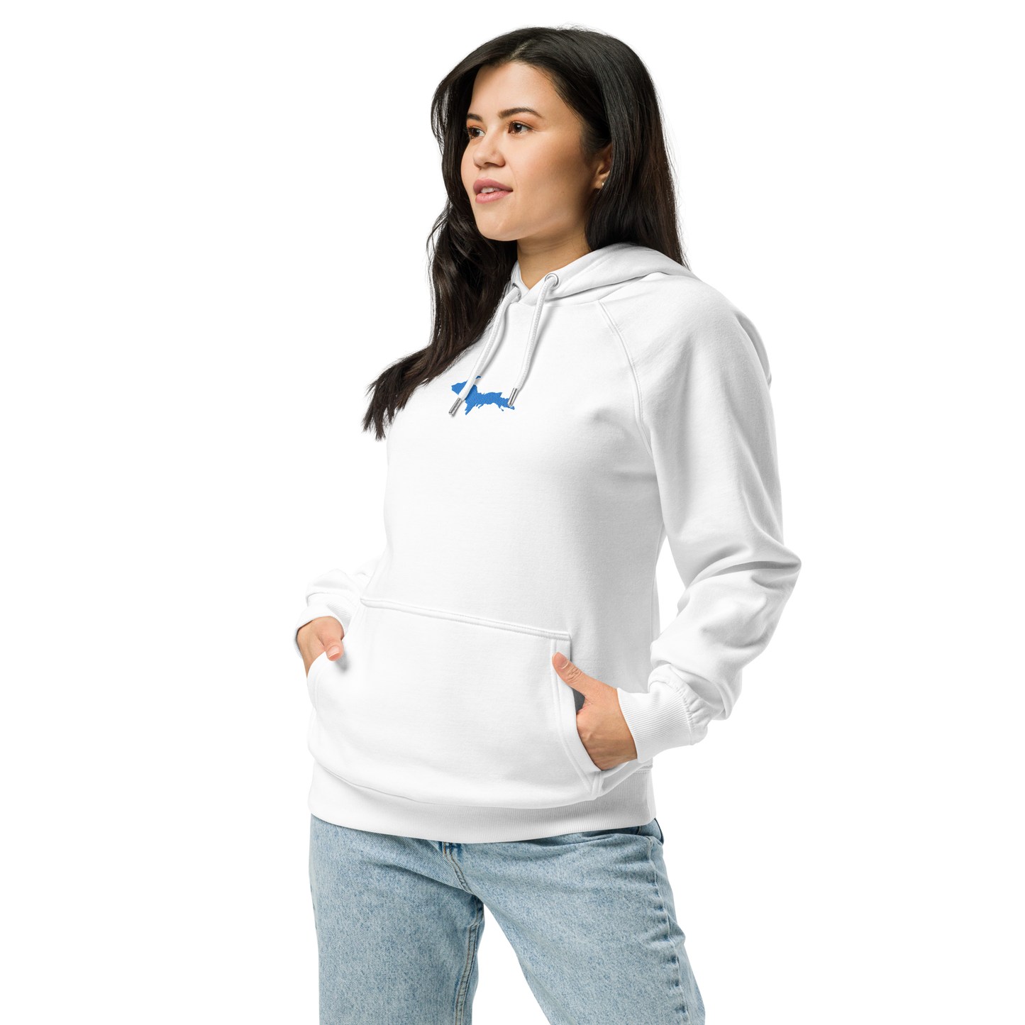 Michigan Upper Peninsula Hoodie (w/ Embroidered Azure UP Outline) | Unisex Organic