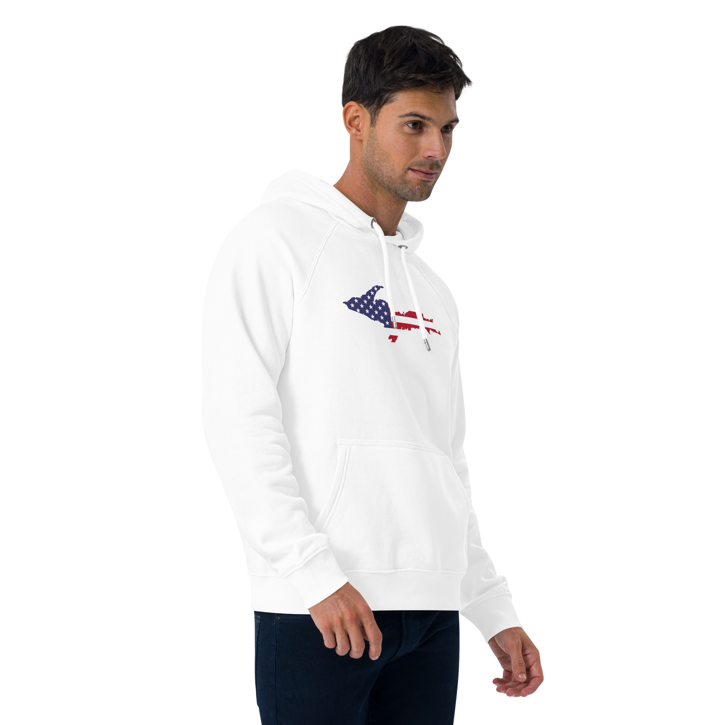 Michigan Upper Peninsula Hoodie (w/ MI USA Flag Outline) | Unisex Organic