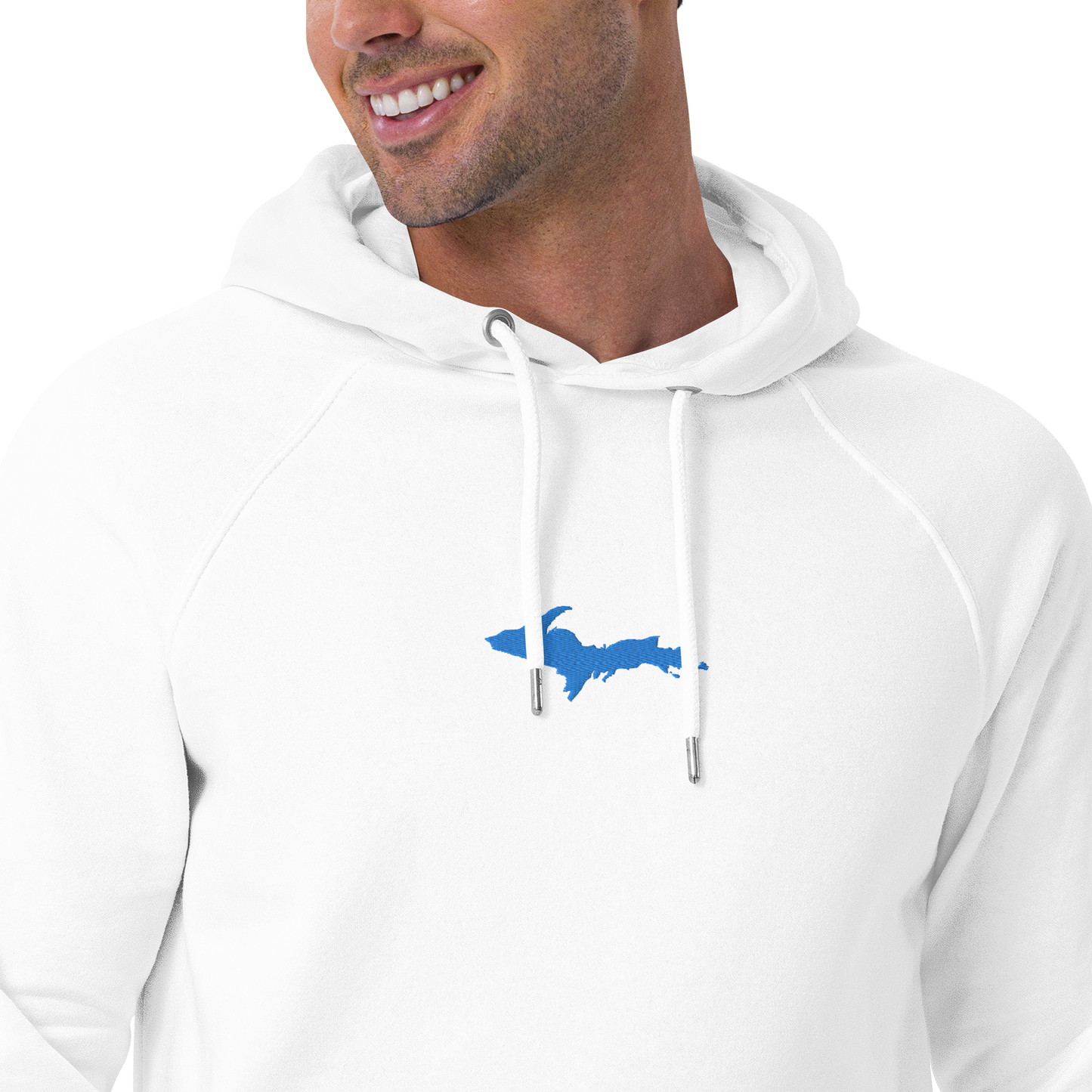 Michigan Upper Peninsula Hoodie (w/ Embroidered Azure UP Outline) | Unisex Organic