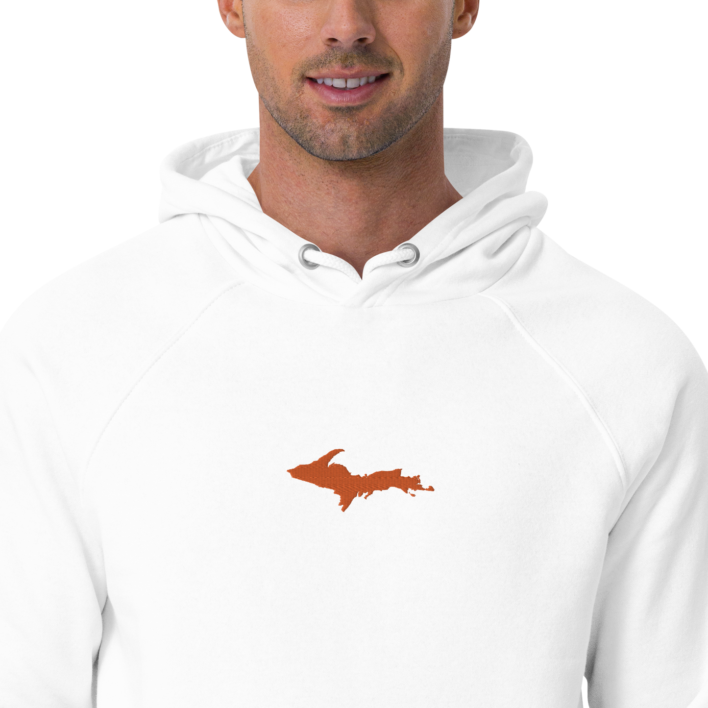 Michigan Upper Peninsula Hoodie (w/ Embroidered Orange UP Outline) | Unisex Organic