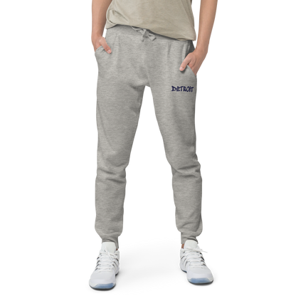 'Detroit' Sweatpants (Tag Font) | White/Navy Embroidery