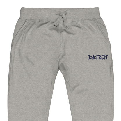 'Detroit' Sweatpants (Tag Font) | White/Navy Embroidery