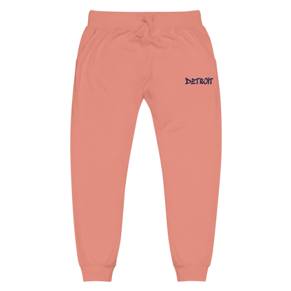 'Detroit' Sweatpants (Tag Font) | White/Navy Embroidery