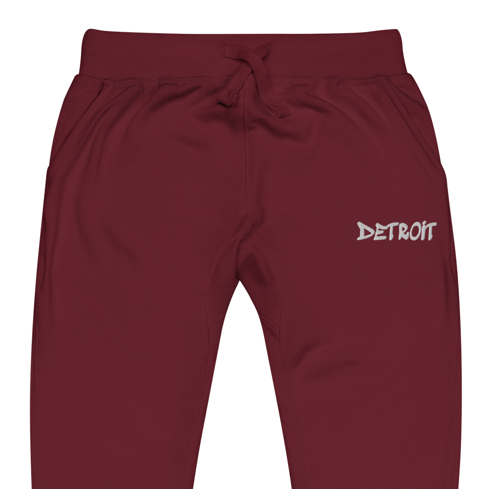 'Detroit' Sweatpants (Tag Font) | White/Navy Embroidery