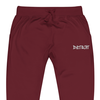 'Detroit' Sweatpants (Tag Font) | White/Navy Embroidery