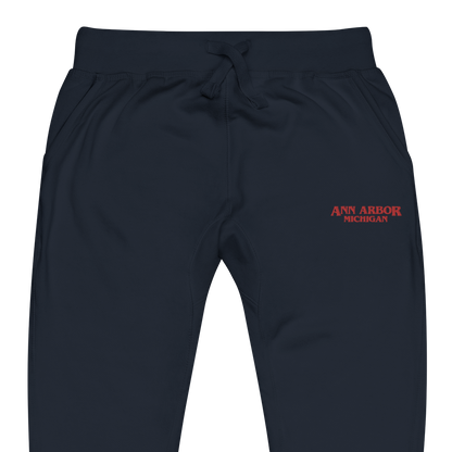 'Ann Arbor Michigan' Sweatpants (Streaming Drama Parody) | Red/White Embroidery