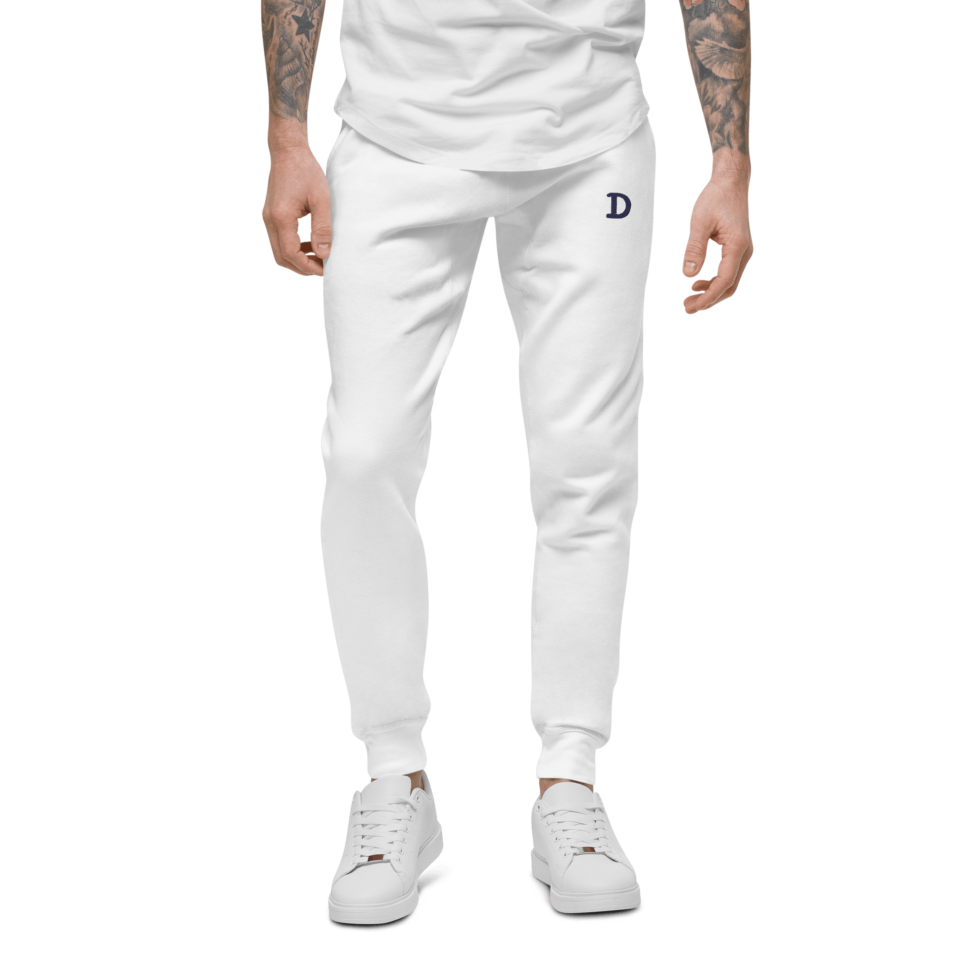 Detroit 'Old French D' Unisex Sweatpants | White/Navy Embroidery - Circumspice Michigan