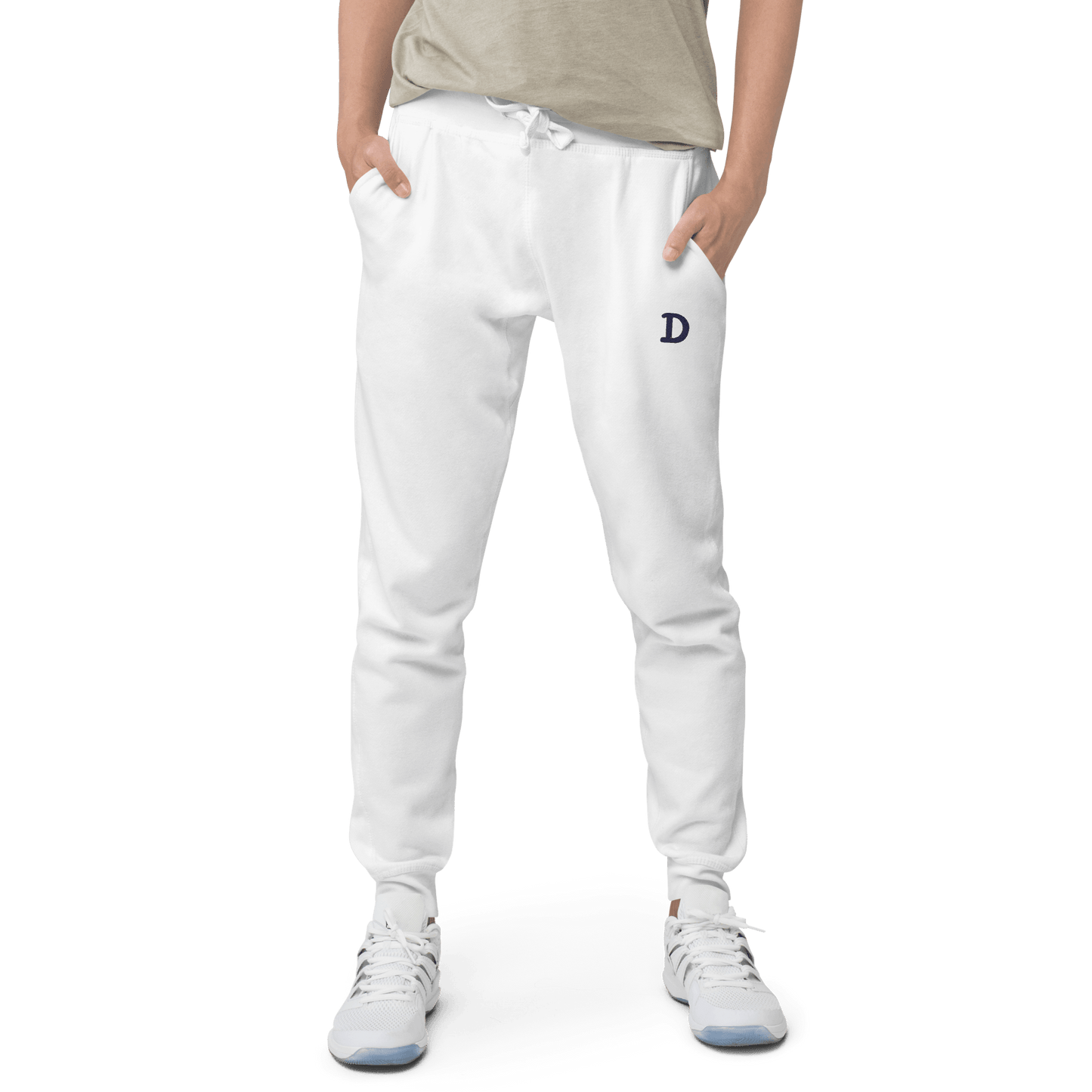 Detroit 'Old French D' Unisex Sweatpants | White/Navy Embroidery - Circumspice Michigan