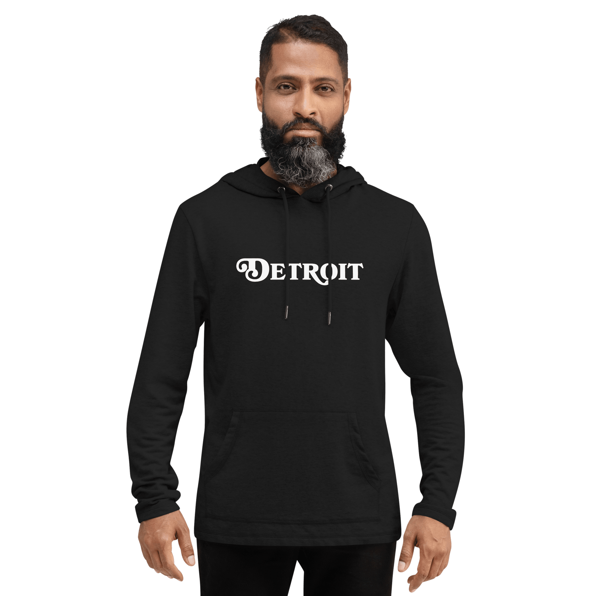 'Detroit' Lightweight Hoodie (Sloped Roman Font) | Unisex - Circumspice Michigan