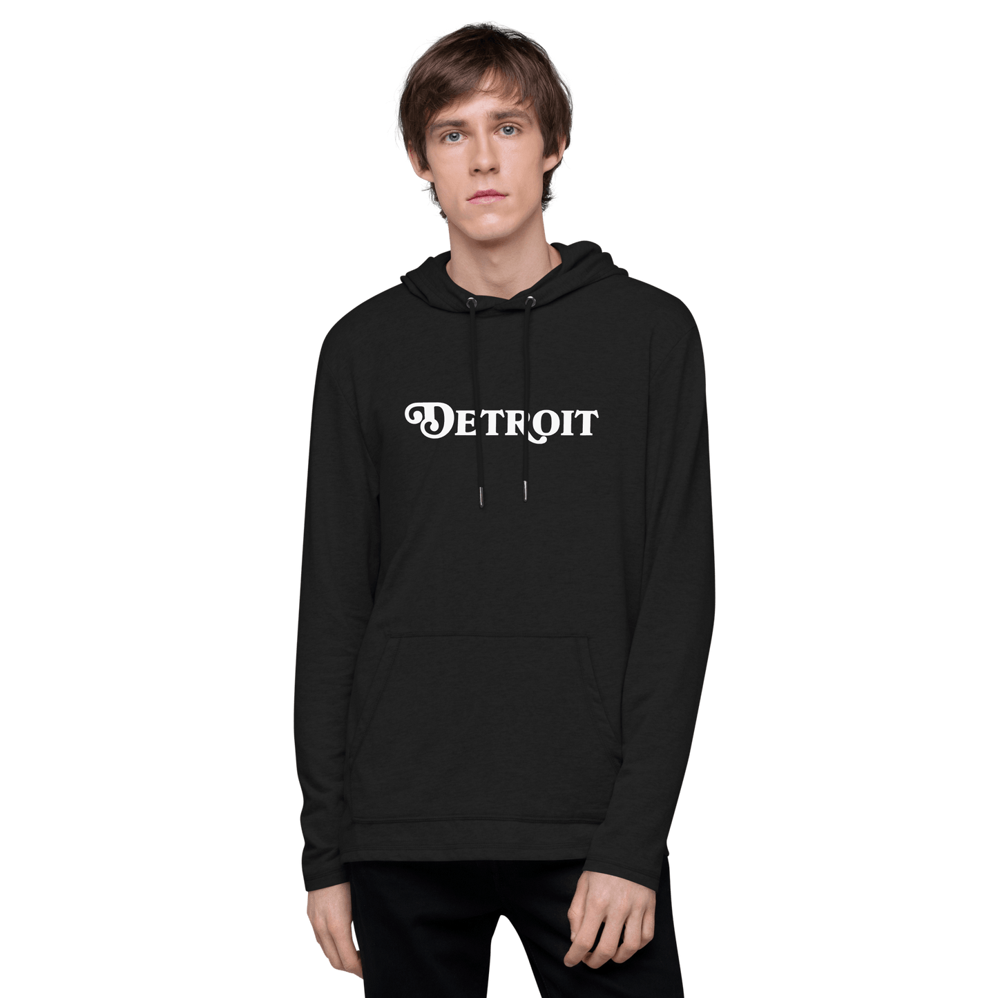 'Detroit' Lightweight Hoodie (Sloped Roman Font) | Unisex - Circumspice Michigan