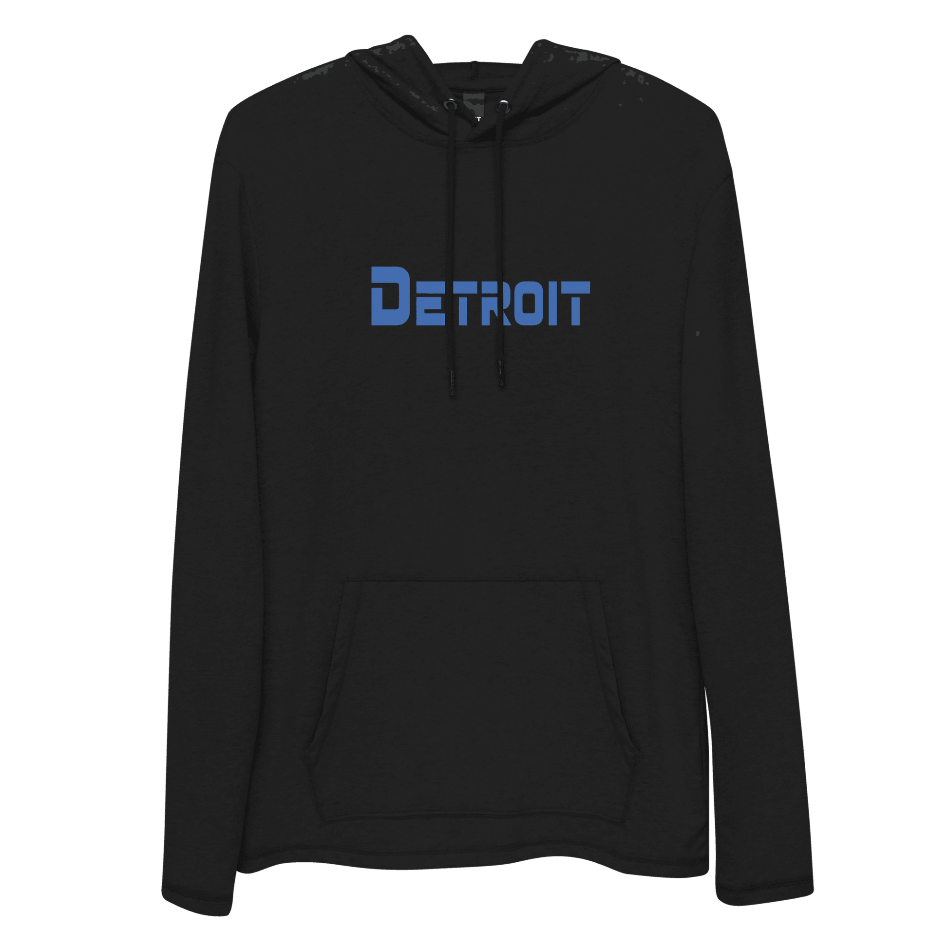 'Detroit' Lightweight Hoodie (Blue 1980s Sci-Fi Font) | Unisex - Circumspice Michigan