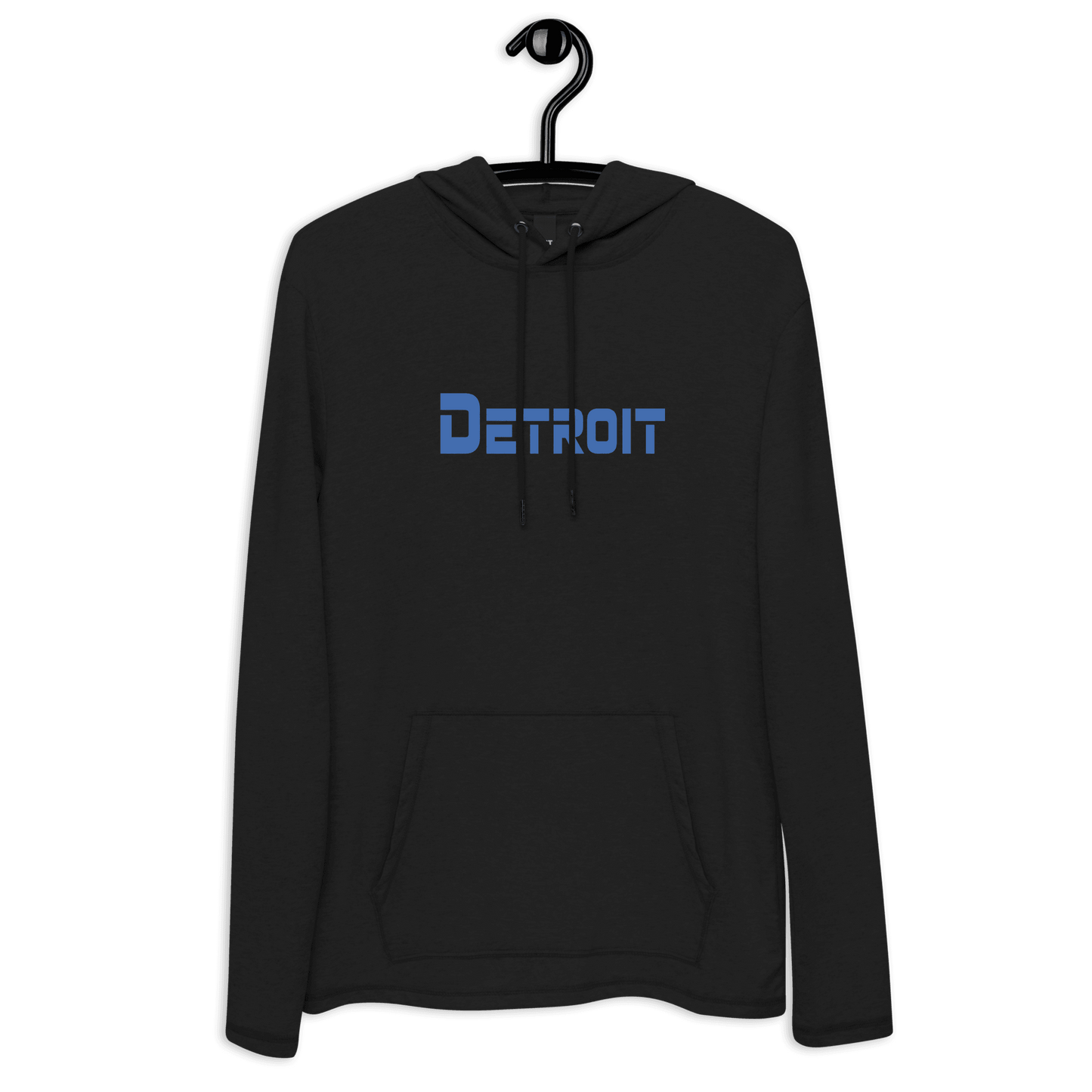 'Detroit' Lightweight Hoodie (Blue 1980s Sci-Fi Font) | Unisex - Circumspice Michigan