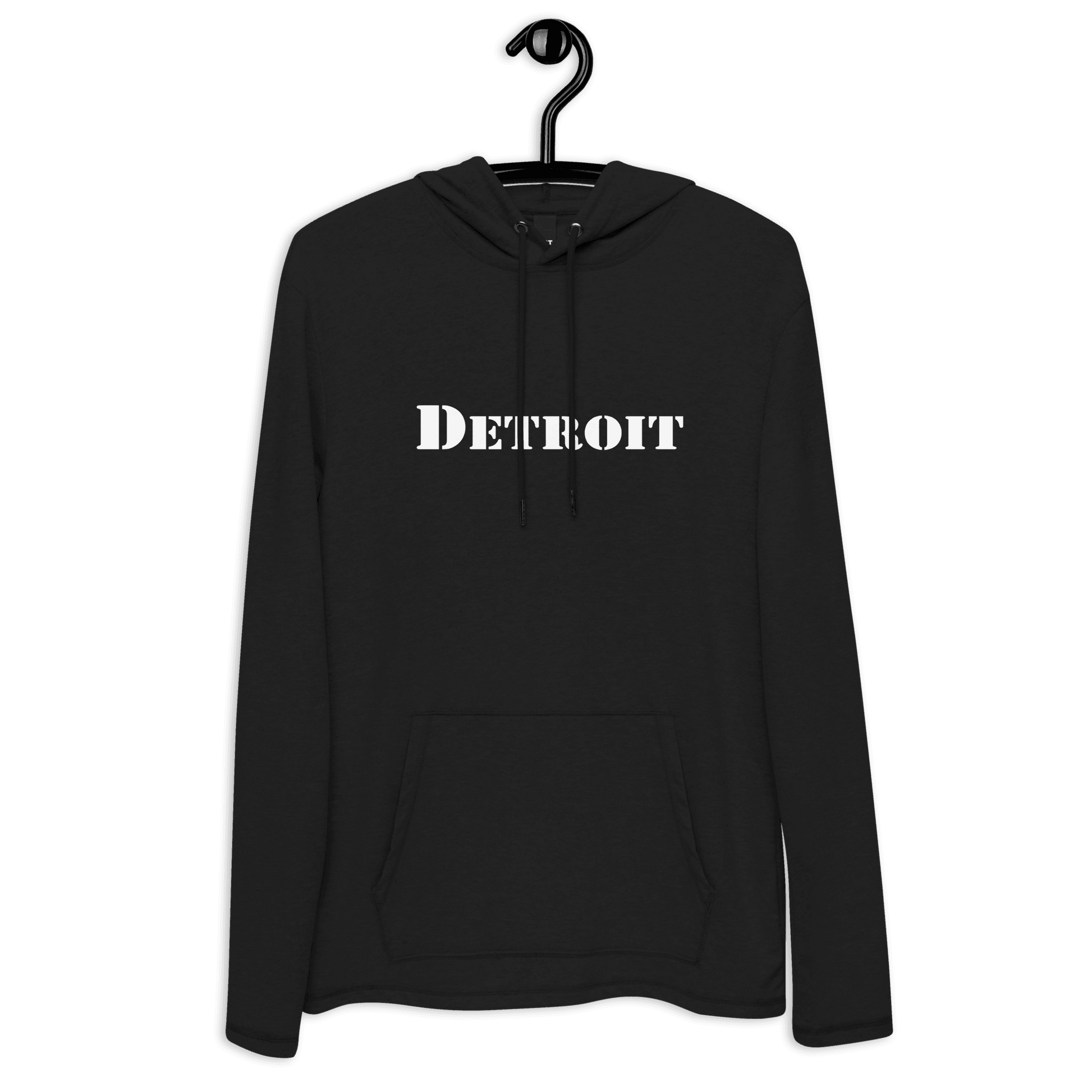 'Detroit' Lightweight Hoodie (White/Black Army Font) | Unisex - Circumspice Michigan