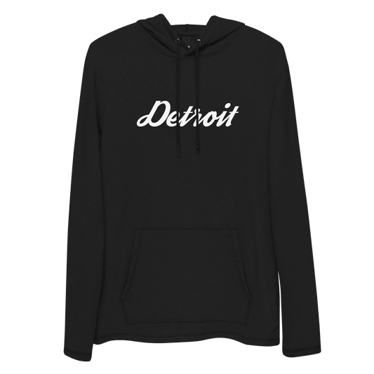 'Detroit' Lightweight Hoodie (Script Font) | Unisex - Circumspice Michigan