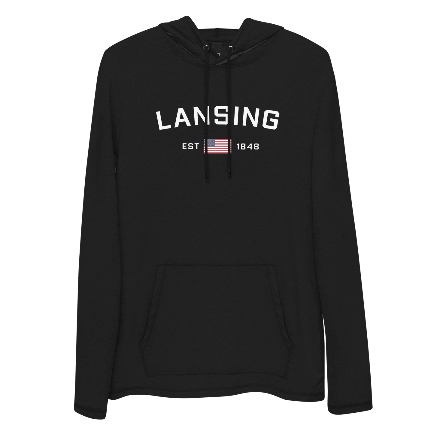 'Lansing' Lightweight Hoodie (w/ USA Flag) | Unisex - Circumspice Michigan