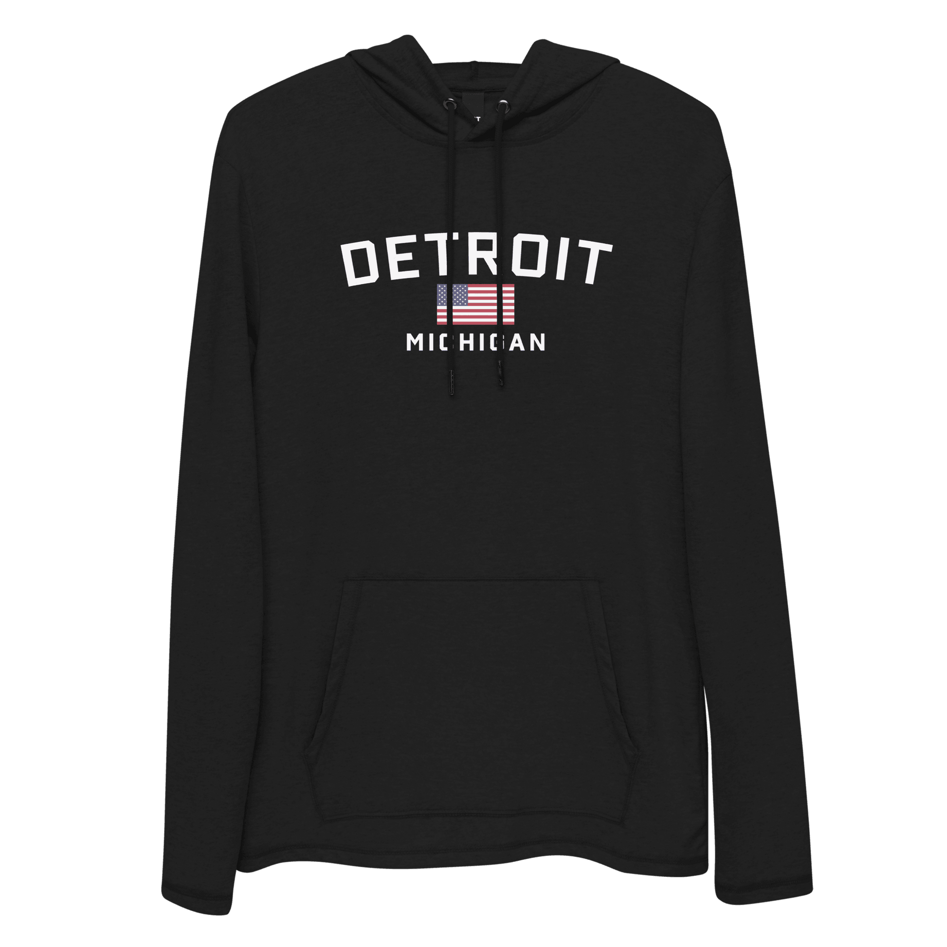 'Detroit Michigan' Lightweight Hoodie (w/ USA Flag) | Unisex - Circumspice Michigan