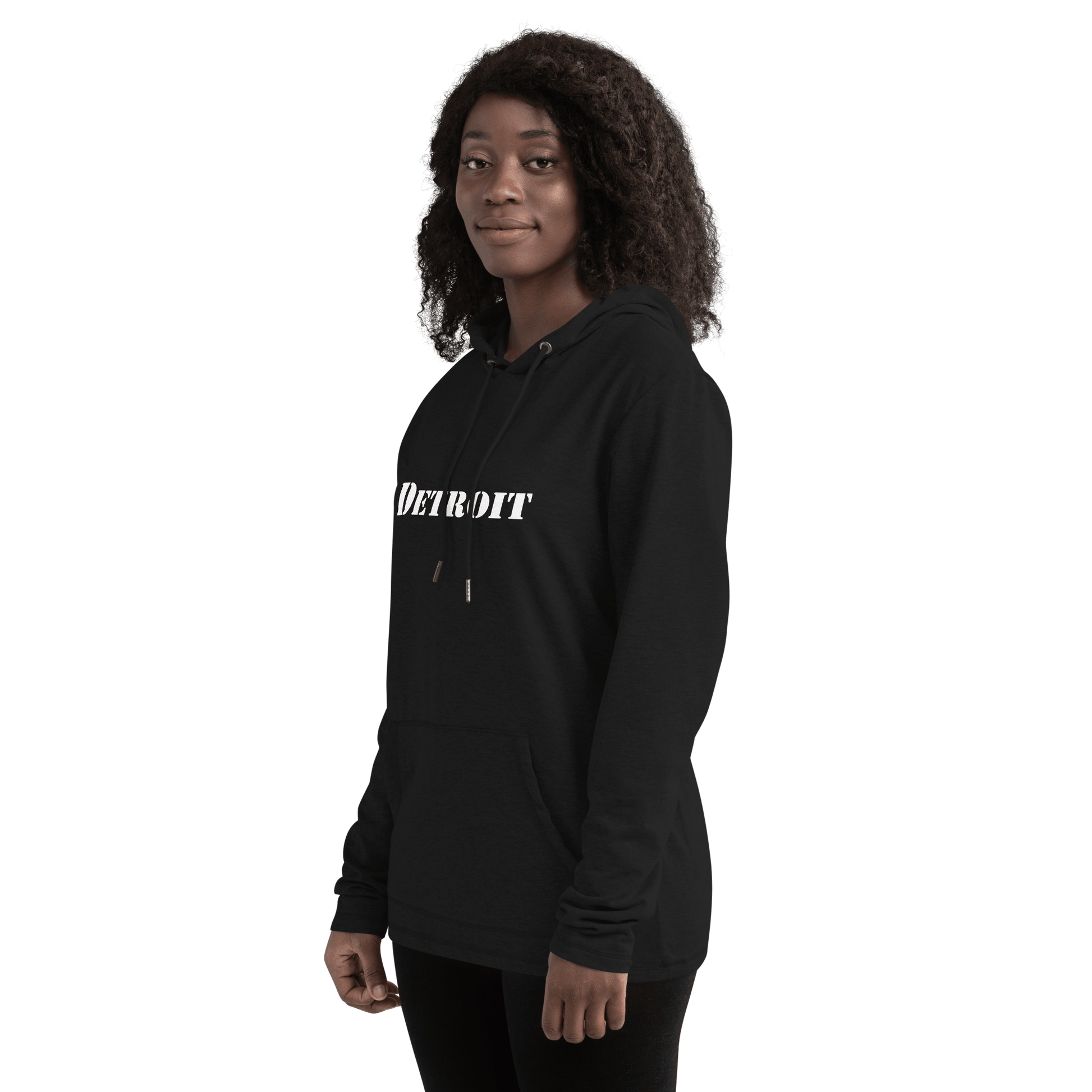 'Detroit' Lightweight Hoodie (White/Black Army Font) | Unisex - Circumspice Michigan