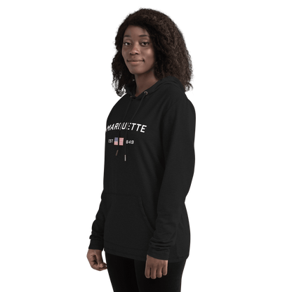 'Marquette EST 1849' Lightweight Hoodie (w/ USA Flag) | Unisex - Circumspice Michigan