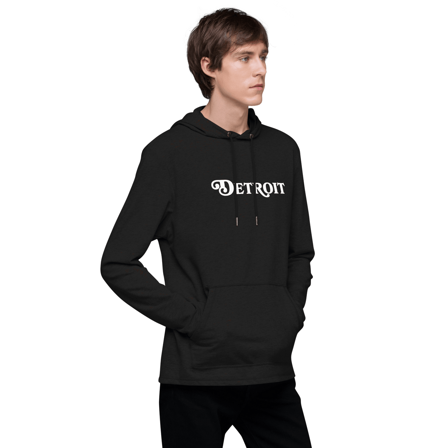 'Detroit' Lightweight Hoodie (Sloped Roman Font) | Unisex - Circumspice Michigan