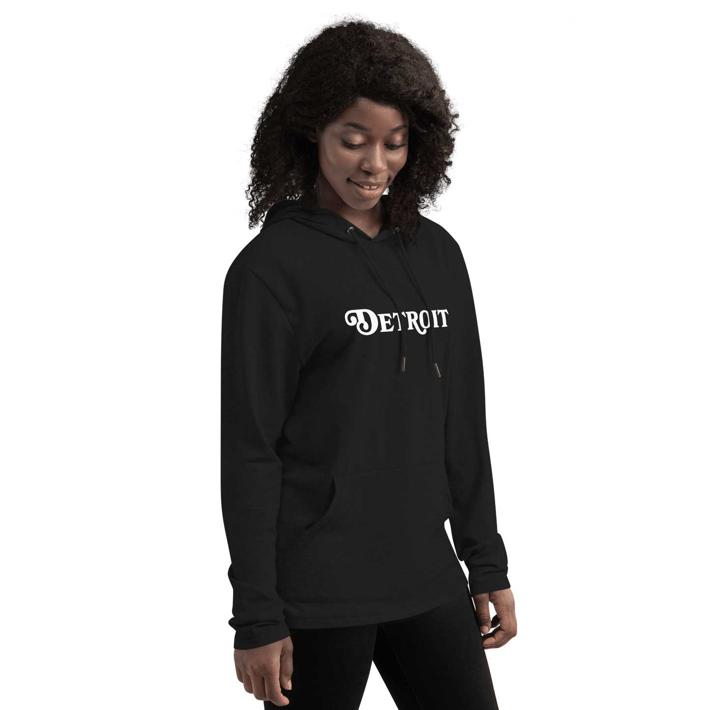 'Detroit' Lightweight Hoodie (Sloped Roman Font) | Unisex - Circumspice Michigan