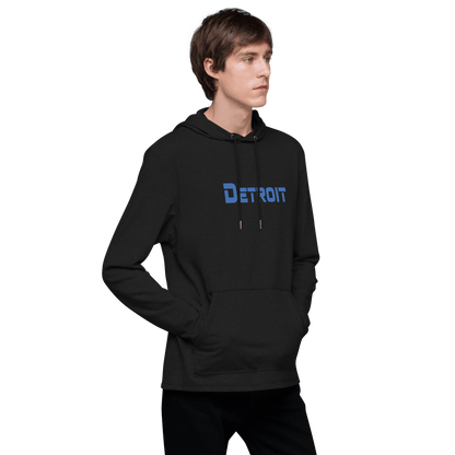 'Detroit' Lightweight Hoodie (Blue 1980s Sci-Fi Font) | Unisex - Circumspice Michigan