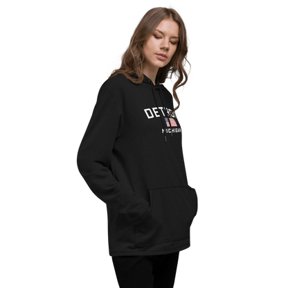 'Detroit Michigan' Lightweight Hoodie (w/ USA Flag) | Unisex - Circumspice Michigan