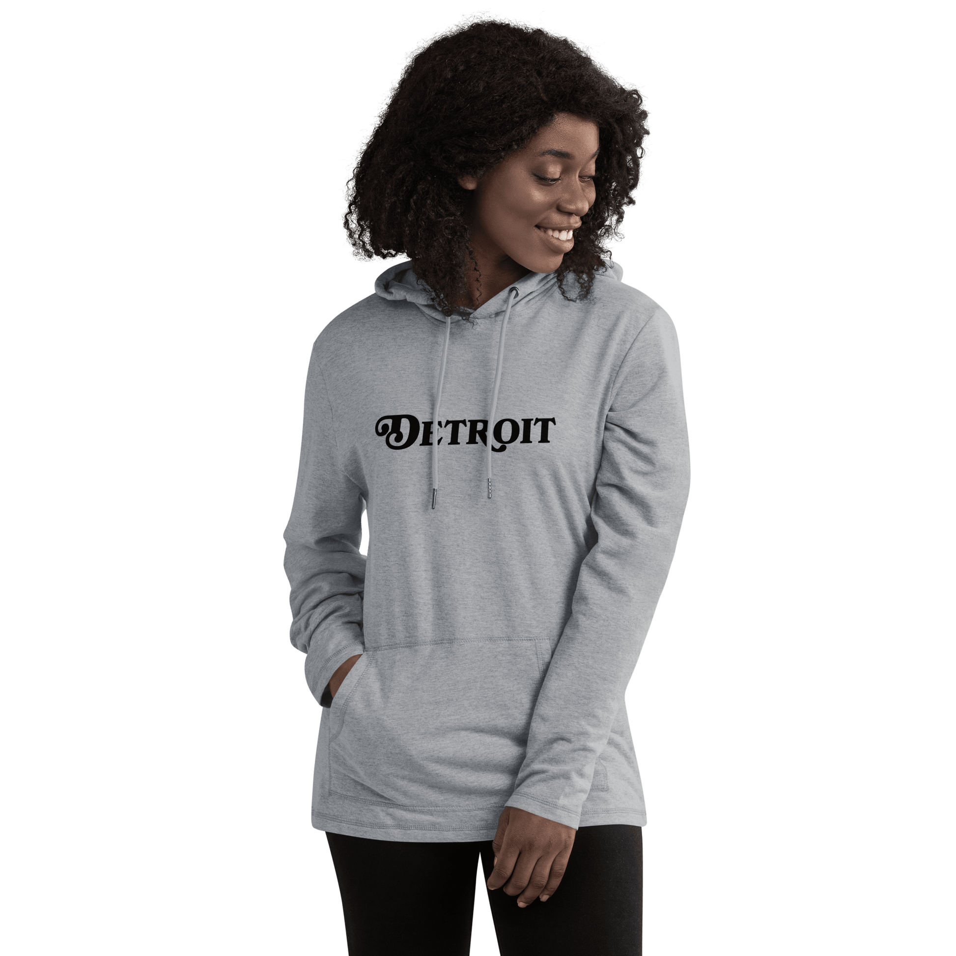 'Detroit' Lightweight Hoodie (Sloped Roman Font) | Unisex - Circumspice Michigan