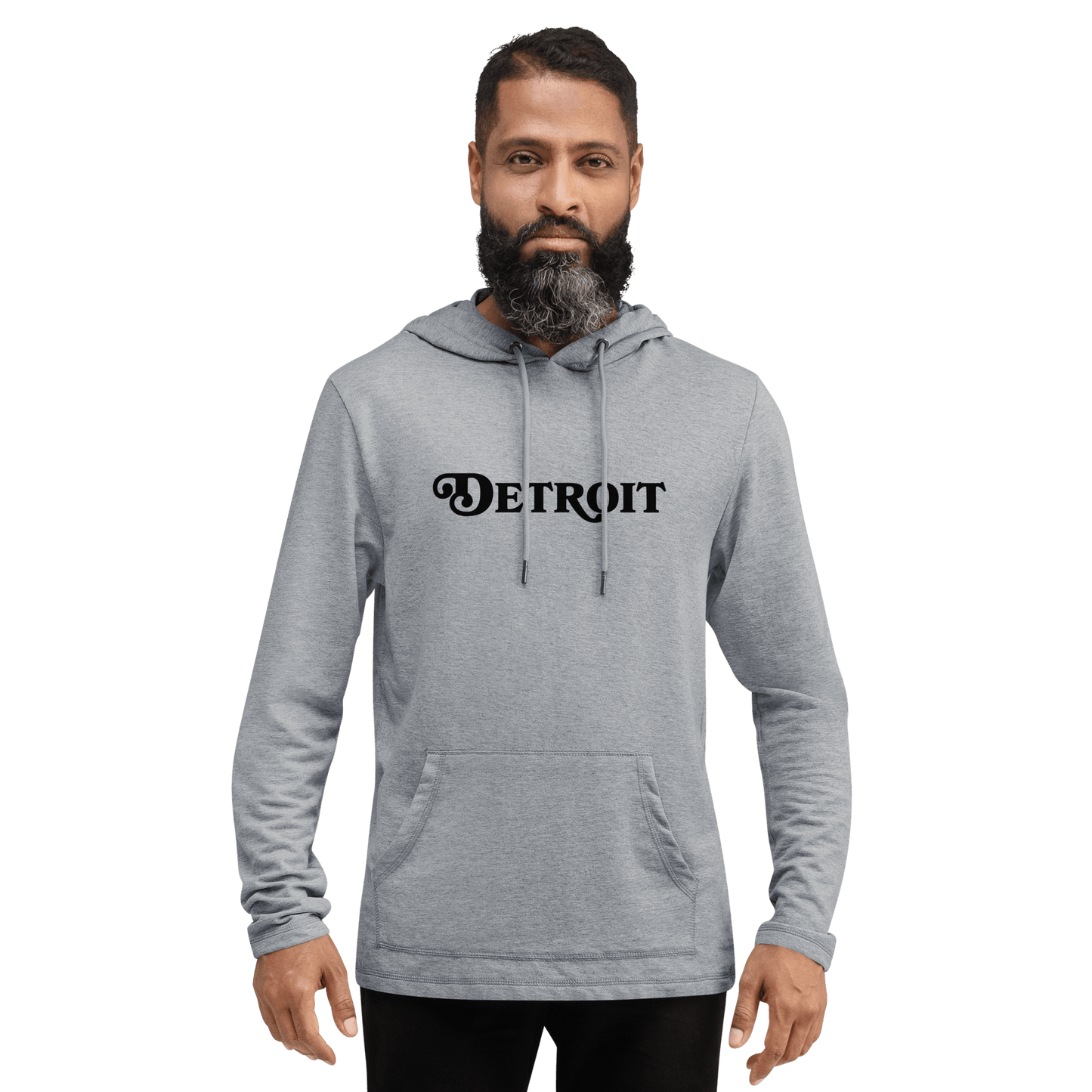 'Detroit' Lightweight Hoodie (Sloped Roman Font) | Unisex - Circumspice Michigan