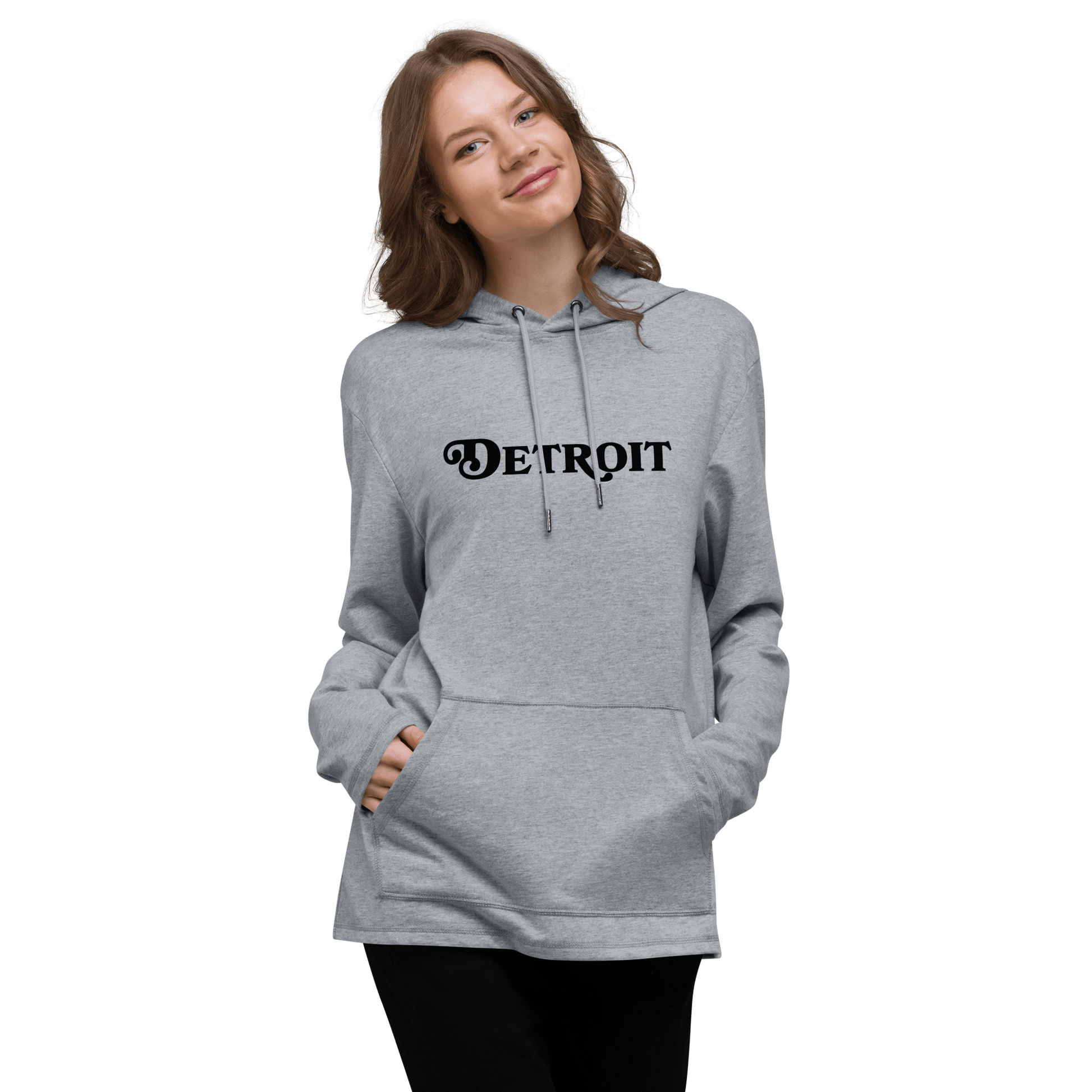 'Detroit' Lightweight Hoodie (Sloped Roman Font) | Unisex - Circumspice Michigan