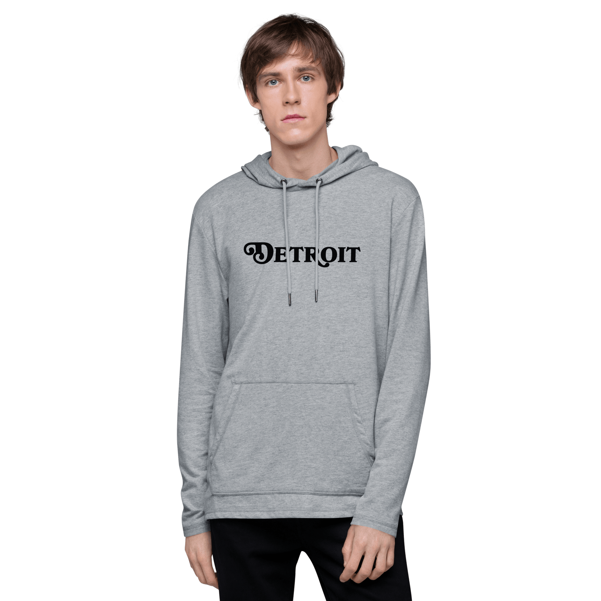 'Detroit' Lightweight Hoodie (Sloped Roman Font) | Unisex - Circumspice Michigan