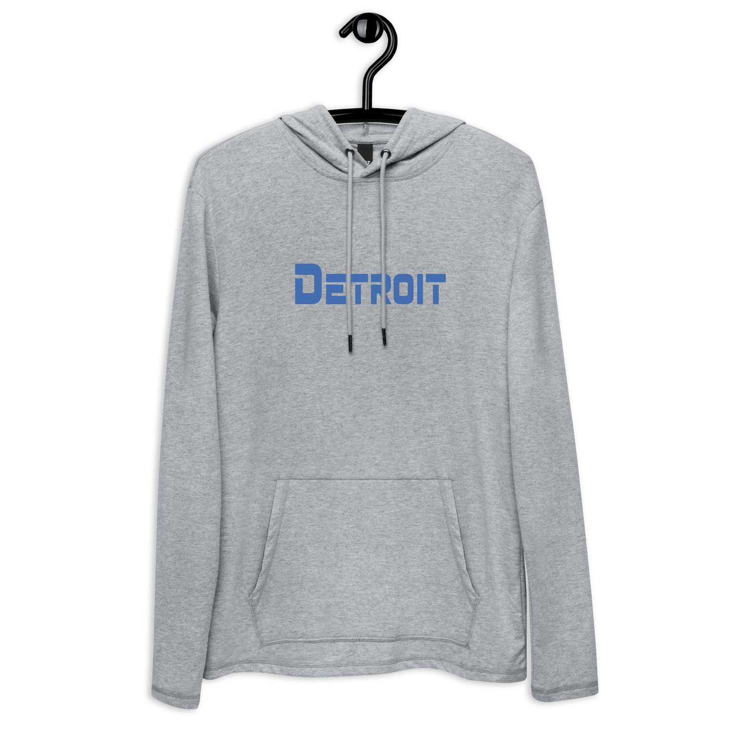 'Detroit' Lightweight Hoodie (Blue 1980s Sci-Fi Font) | Unisex - Circumspice Michigan