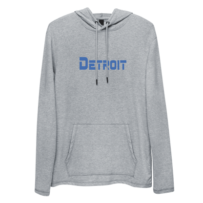 'Detroit' Lightweight Hoodie (Blue 1980s Sci-Fi Font) | Unisex - Circumspice Michigan