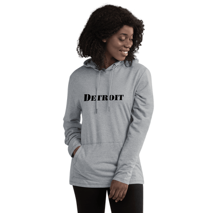 'Detroit' Lightweight Hoodie (White/Black Army Font) | Unisex - Circumspice Michigan