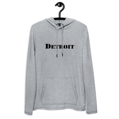 'Detroit' Lightweight Hoodie (White/Black Army Font) | Unisex - Circumspice Michigan