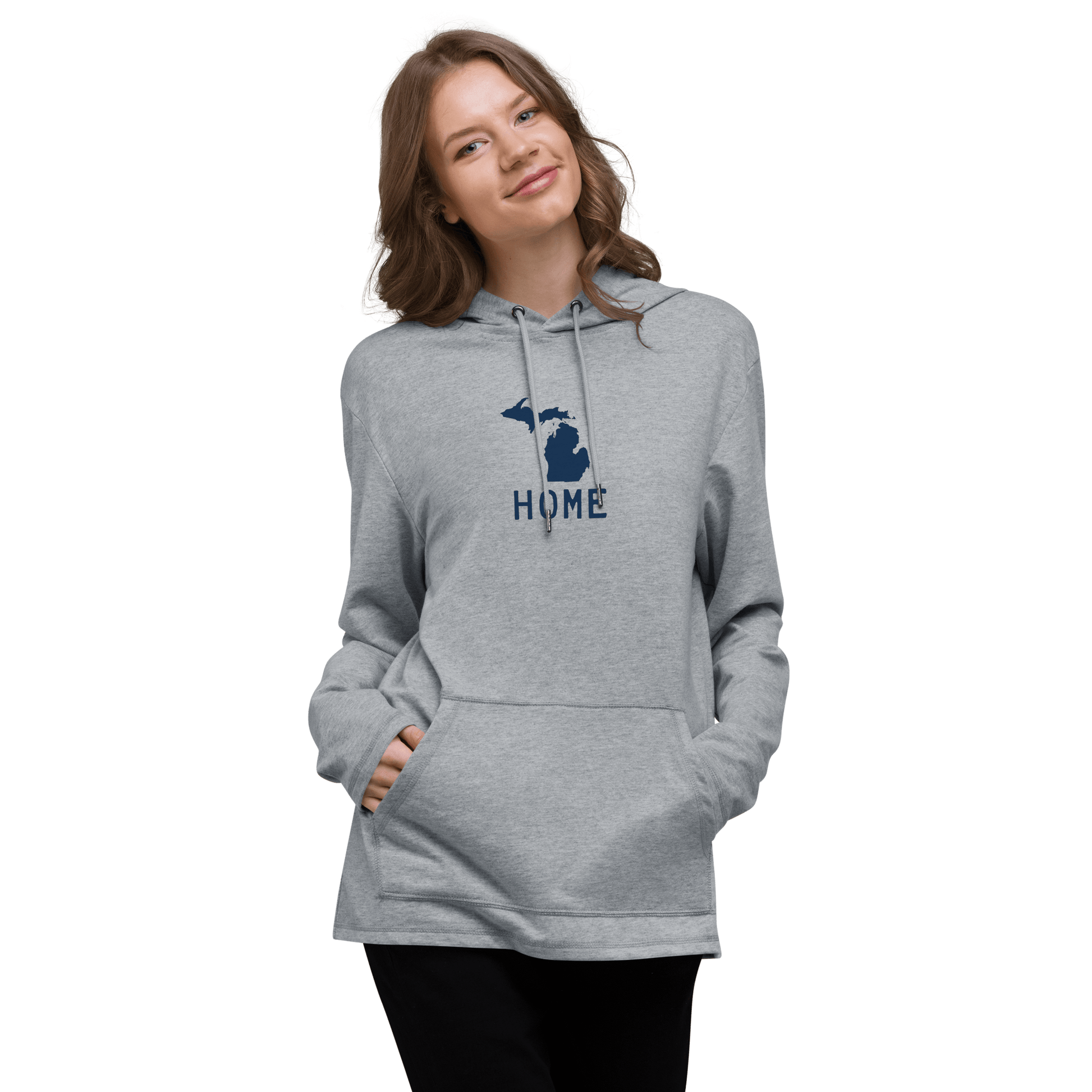 Michigan 'Home' Lightweight Hoodie (Licence Plate Font) | Unisex - Circumspice Michigan