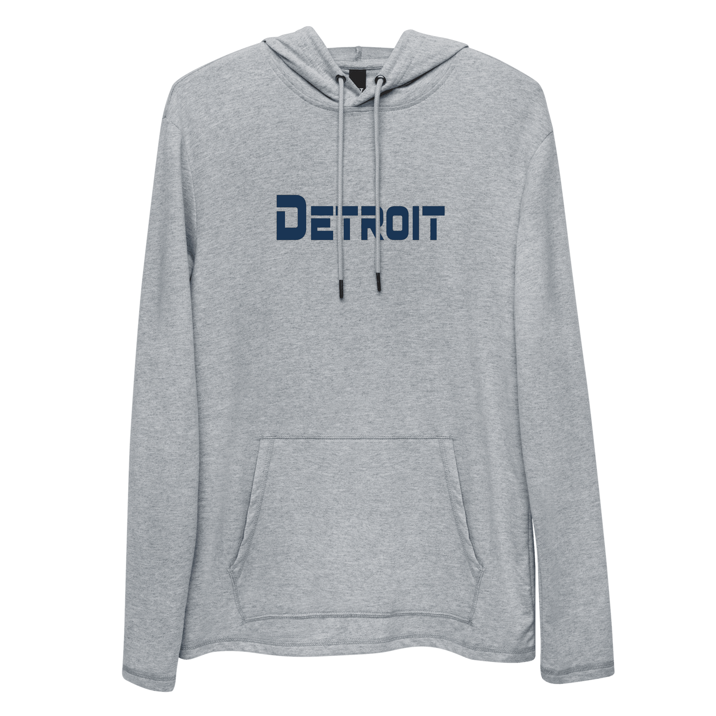 'Detroit' Lightweight Hoodie (White/Navy 1980s Sci-Fi Font) | Unisex - Circumspice Michigan