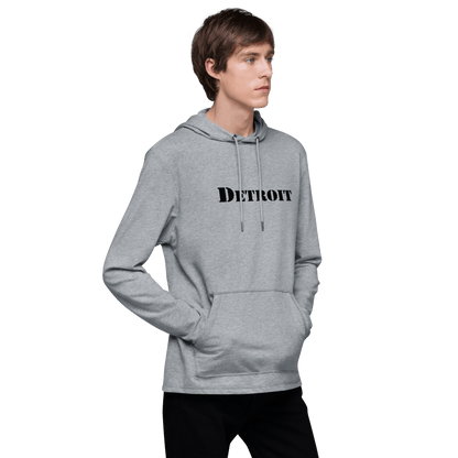 'Detroit' Lightweight Hoodie (White/Black Army Font) | Unisex - Circumspice Michigan