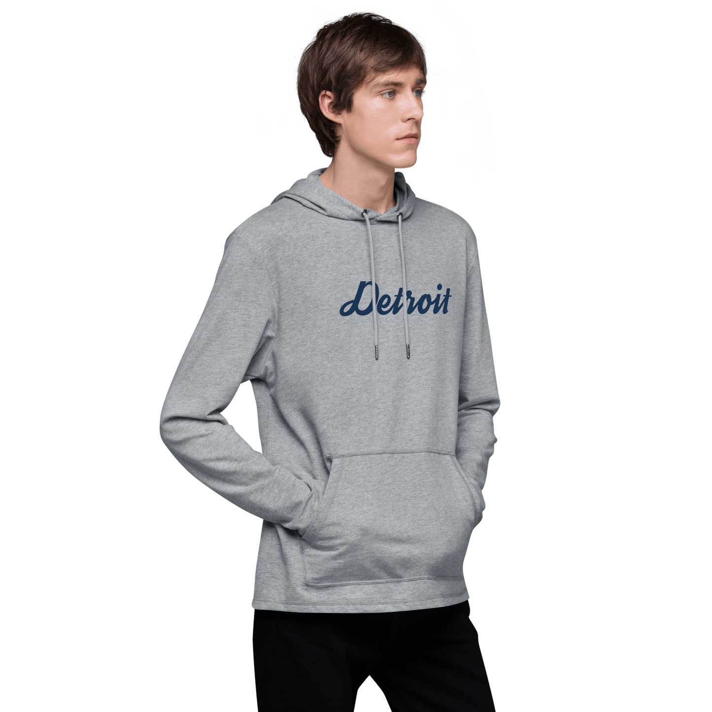 'Detroit' Lightweight Hoodie (Script Font) | Unisex - Circumspice Michigan