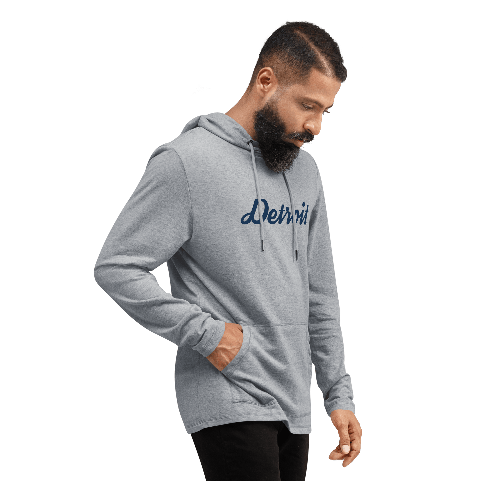 'Detroit' Lightweight Hoodie (Script Font) | Unisex - Circumspice Michigan