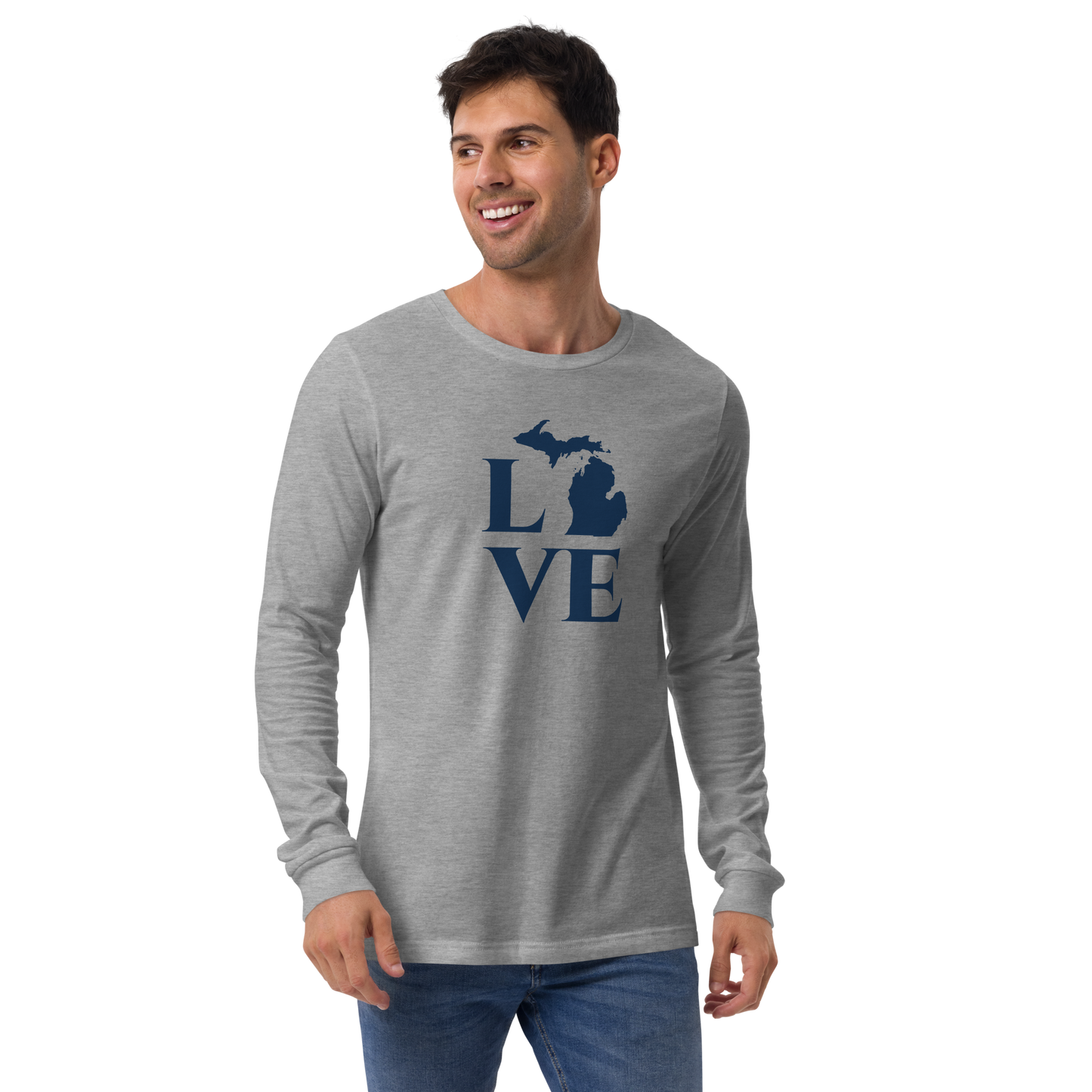 Michigan 'Love' T-Shirt (Roman Serif Font) | Unisex Long Sleeve