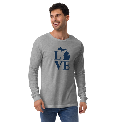 Michigan 'Love' T-Shirt (Roman Serif Font) | Unisex Long Sleeve