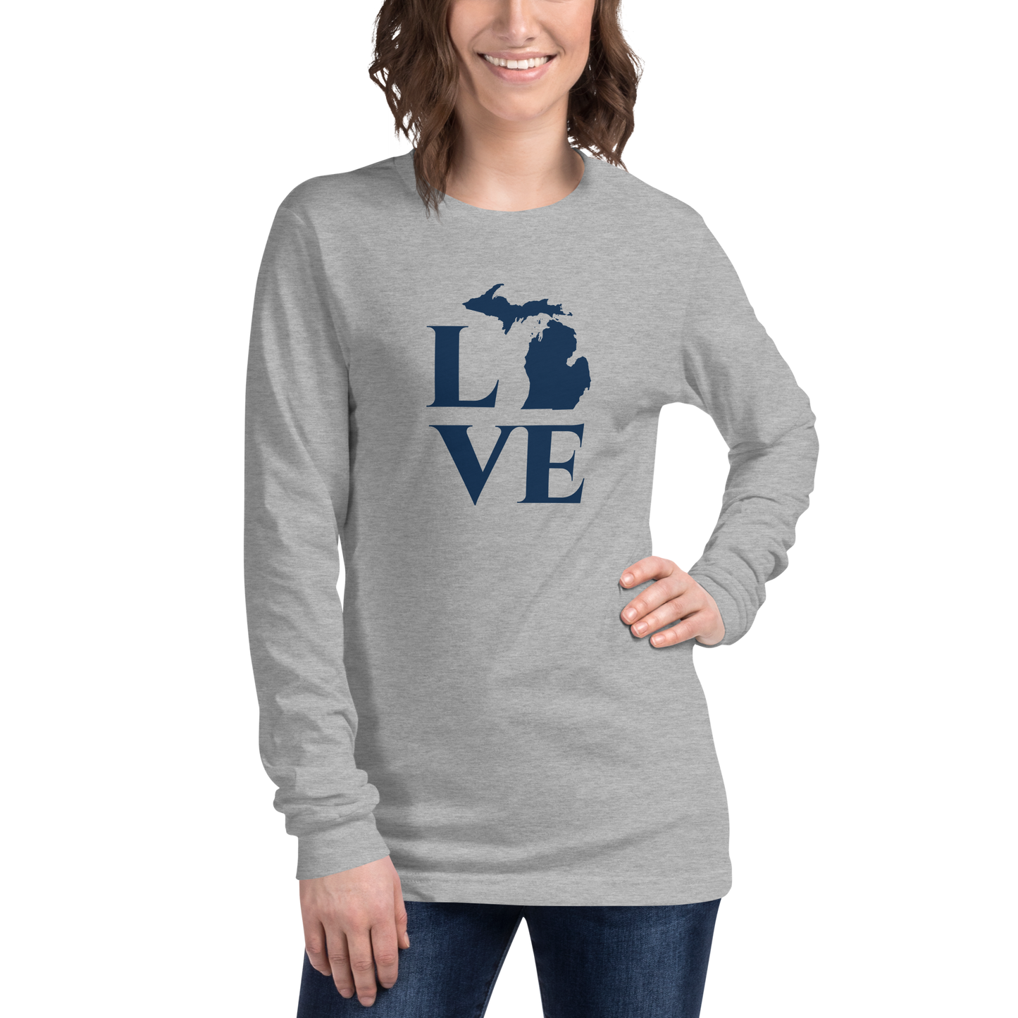 Michigan 'Love' T-Shirt (Roman Serif Font) | Unisex Long Sleeve