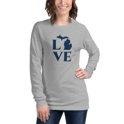 Michigan 'Love' T-Shirt (Roman Serif Font) | Unisex Long Sleeve