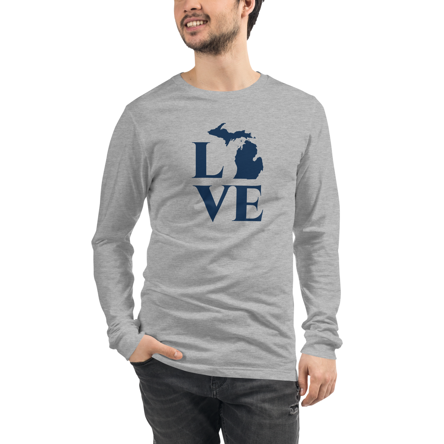 Michigan 'Love' T-Shirt (Roman Serif Font) | Unisex Long Sleeve