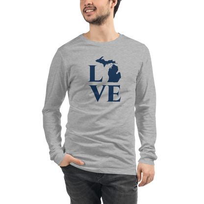 Michigan 'Love' T-Shirt (Roman Serif Font) | Unisex Long Sleeve