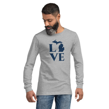 Michigan 'Love' T-Shirt (Roman Serif Font) | Unisex Long Sleeve