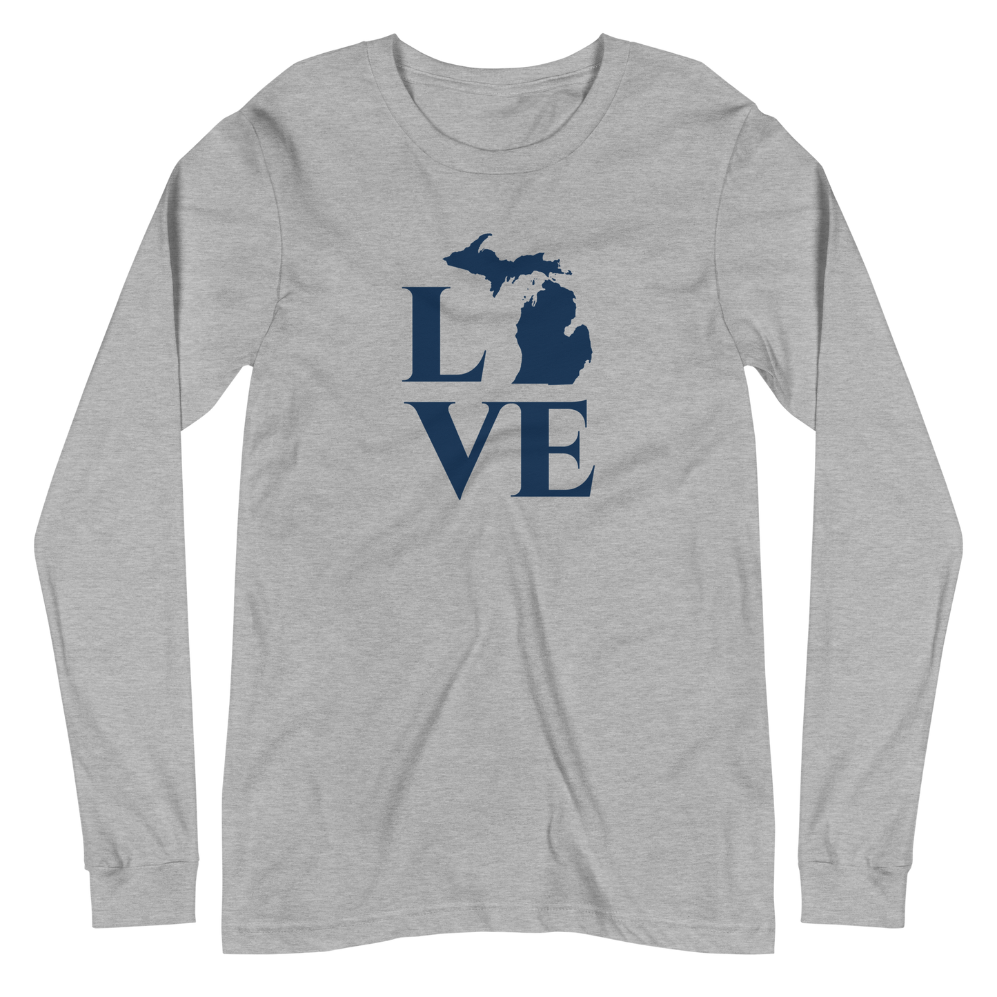 Michigan 'Love' T-Shirt (Roman Serif Font) | Unisex Long Sleeve