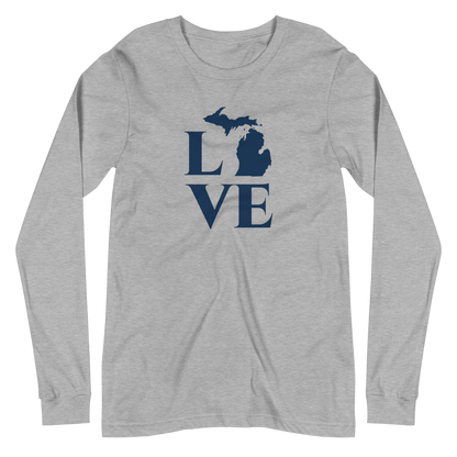 Michigan 'Love' T-Shirt (Roman Serif Font) | Unisex Long Sleeve